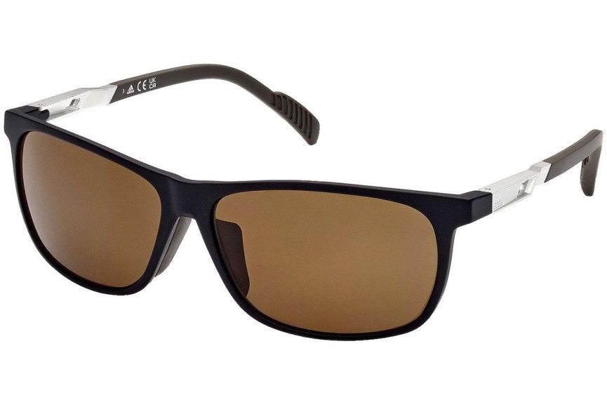 Sunčane naočale Adidas Sport SP0061 02H Polarized Pravokutan Crni