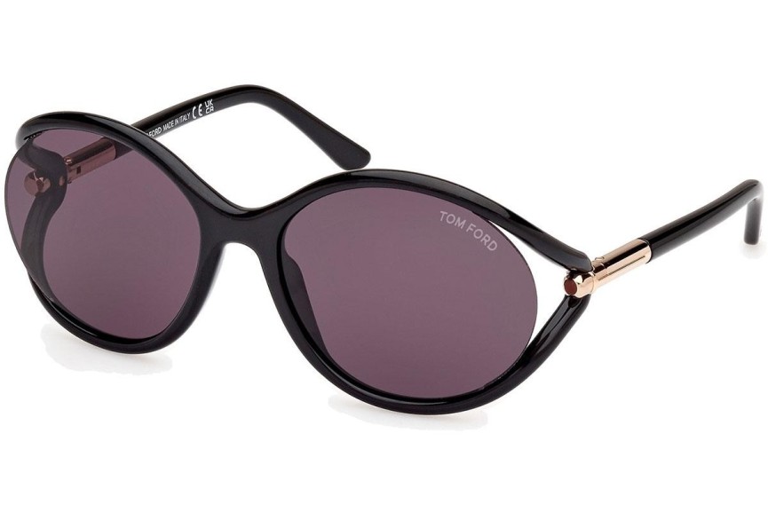 Sunčane naočale Tom Ford Melody FT1090 01A Okrugao Crni