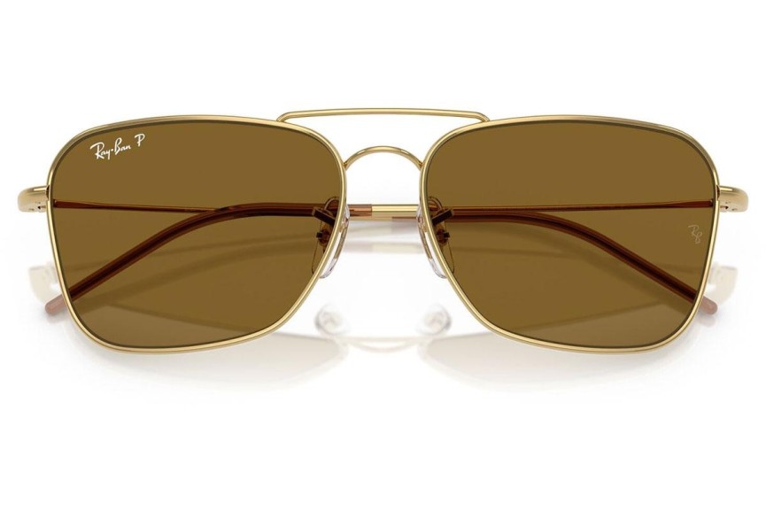 Sunčane naočale Ray-Ban Caravan Reverse RBR0102S 001/83 Polarized Pravokutan Zlatni