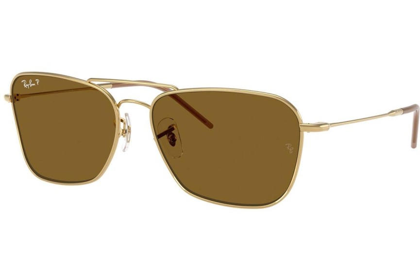 Sunčane naočale Ray-Ban Caravan Reverse RBR0102S 001/83 Polarized Pravokutan Zlatni