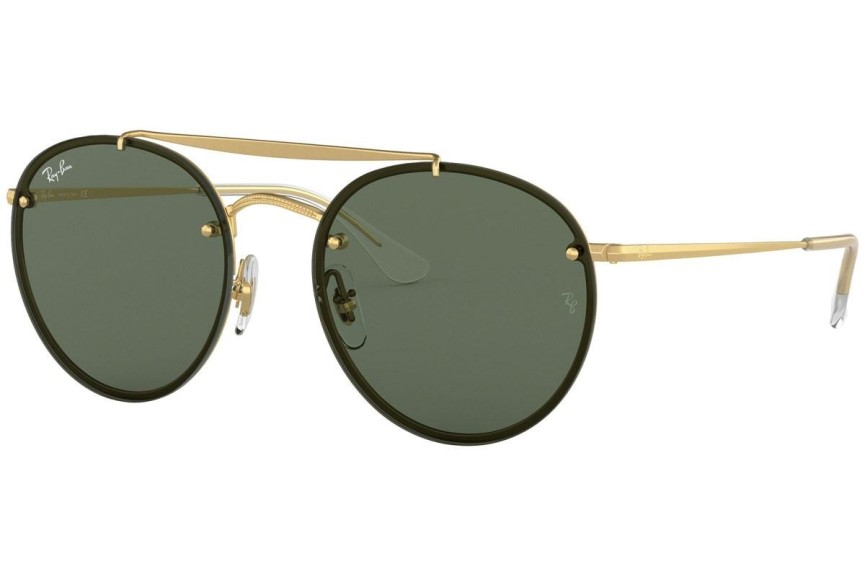 Sunčane naočale Ray-Ban Blaze Round Double Bridge Blaze Collection RB3614N 914071 Okrugao Zlatni