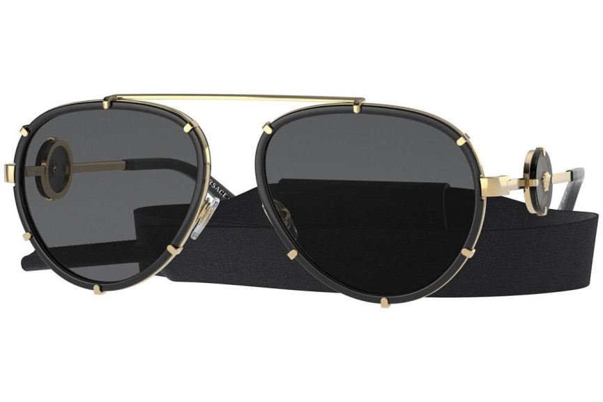 Sunčane naočale Versace Vintage Icon Pilot Clip-On VE2232 143887 Pilotski Crni