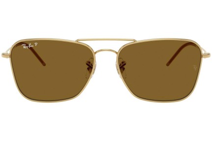 Sunčane naočale Ray-Ban Caravan Reverse RBR0102S 001/83 Polarized Pravokutan Zlatni